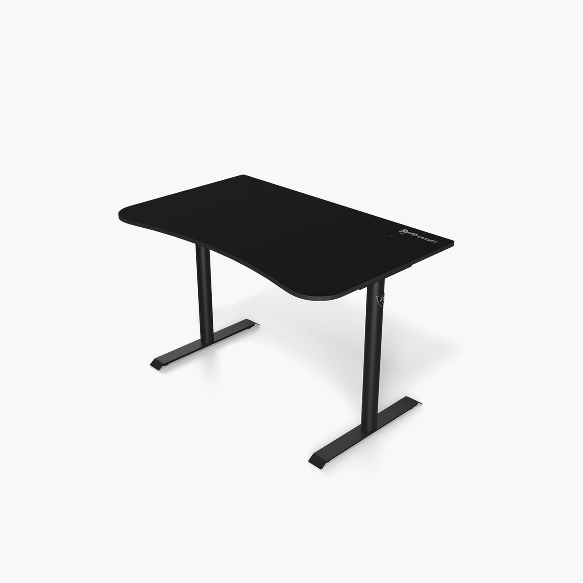 Arozzi Europe Arena Gaming Desk - Small: curved front, metal legs, sleek minimalist design.