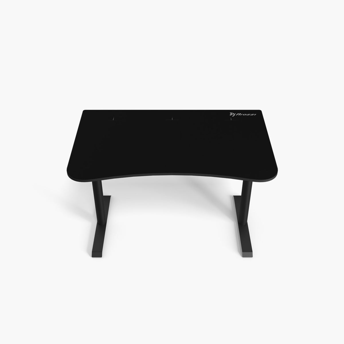 Arozzi Europe Arena Gaming Desk - Small, black, curved front, sturdy legs, space-saving design.