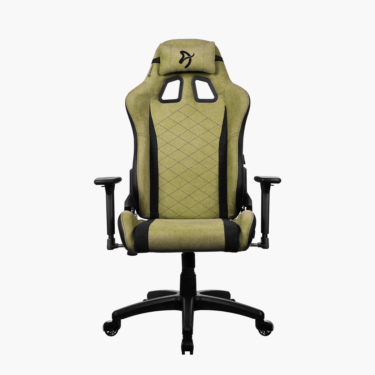 Arozzi Europe Avanti Soft Fabric chair: ergonomic, black/green, diamond backrest, adjustable arms.