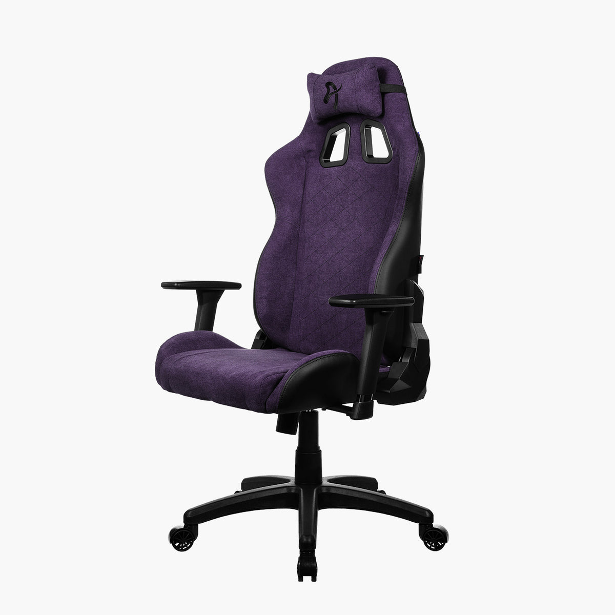 Arozzi Europe Avanti Soft Fabric chair: ergonomic, head pillow, black arms, wheels.