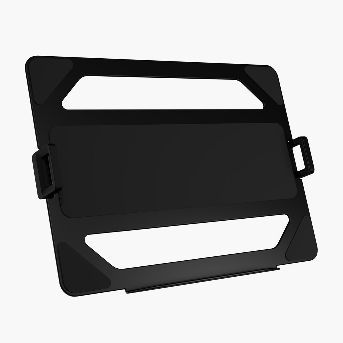 Arozzi Europe Alzare - black, rectangular laptop holder with cutout handles and anti-slip pads.
