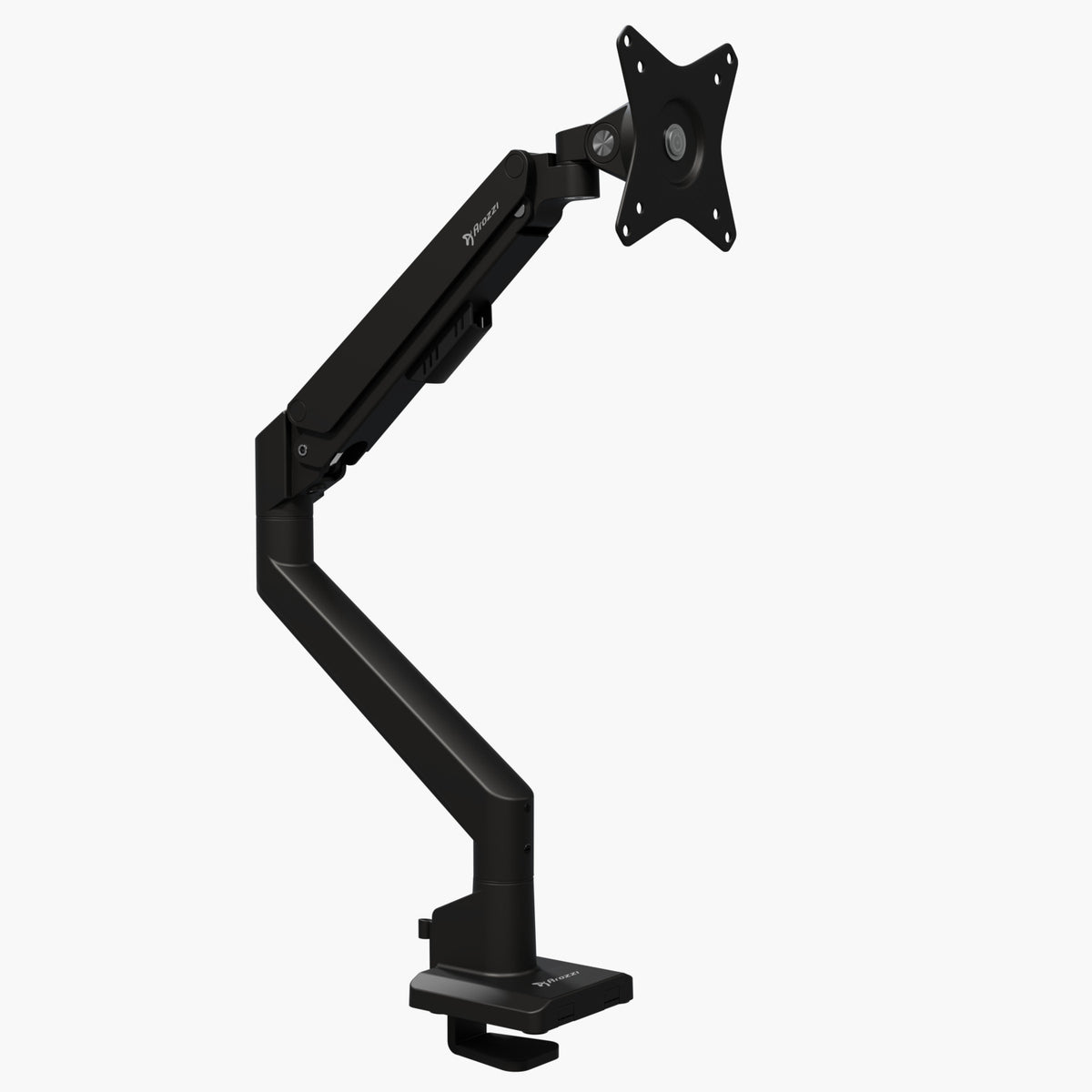Arozzi Alzare Neo Single gas spring monitor arm, VESA mount, and desk clamp.