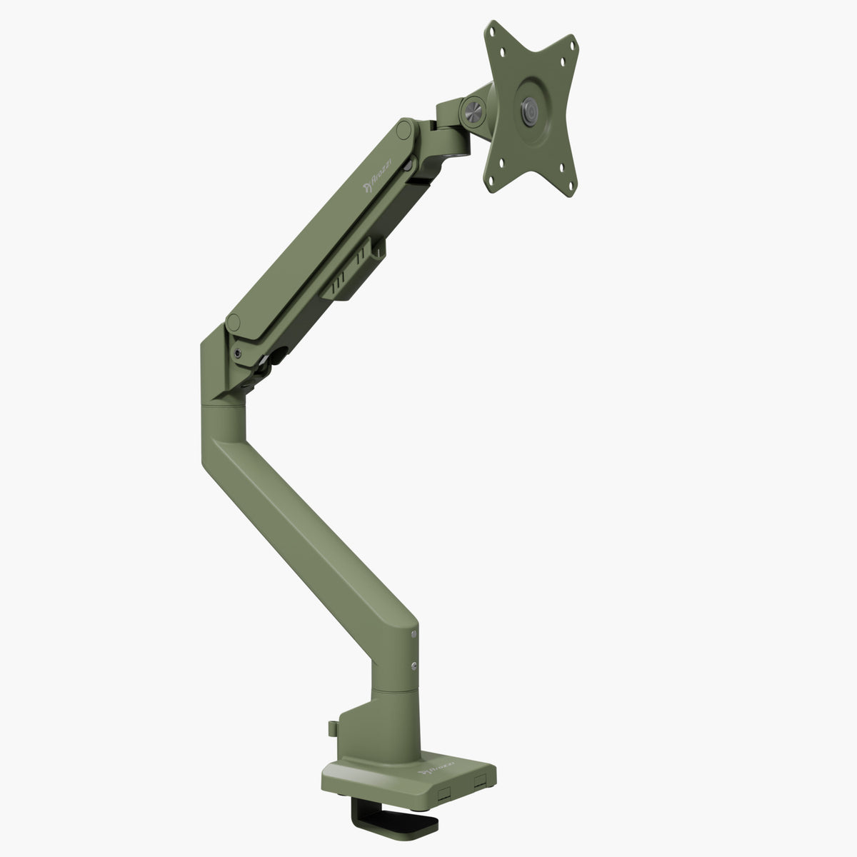 Arozzi Europe Alzare Neo Single gas spring monitor arm, all-metal clamp base, side view shown.