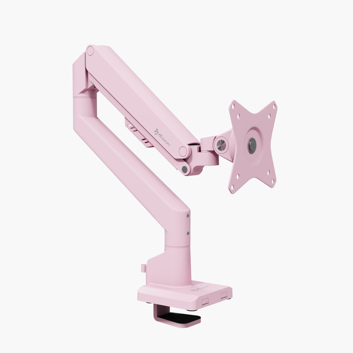 Pink Arozzi Europe Alzare Neo Single monitor arm—all-metal for a color-matched setup.