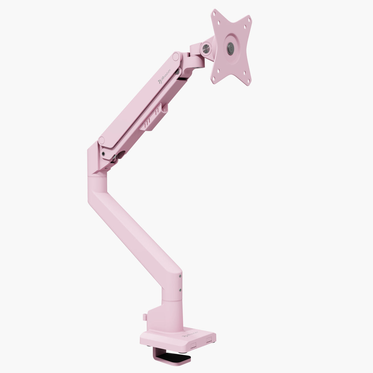 Arozzi Europe Alzare Neo Single gas spring monitor arm, stylish pink with clamp base.