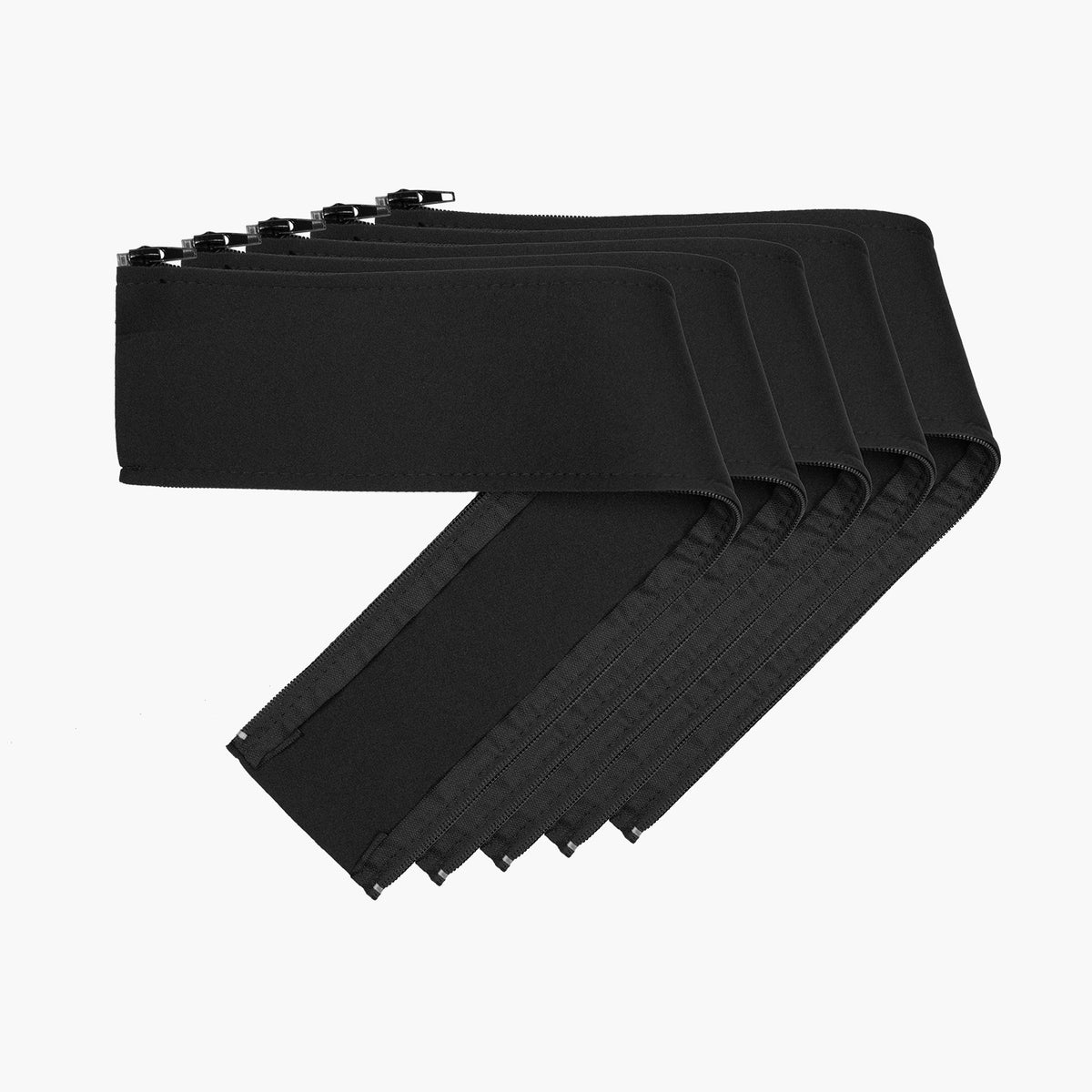 Five Arozzi Europe Cable Kit strips, black fabric, for cable organizing, on a white background.
