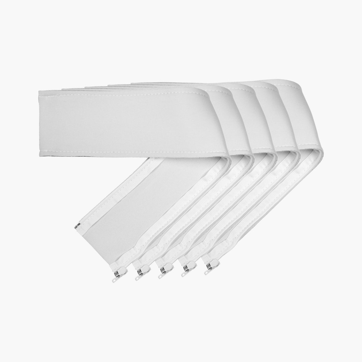 Five Arozzi Europe Cable Kit white garter belts with metal clips for unique cable organization.