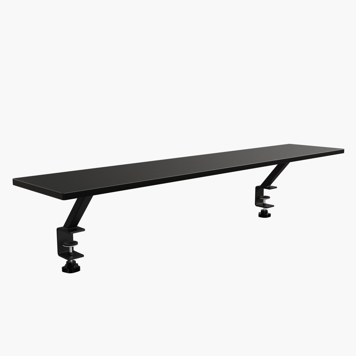 Arozzi Europe Desk Riser - Large: black, clamp-on shelf for ergonomic monitor setup.