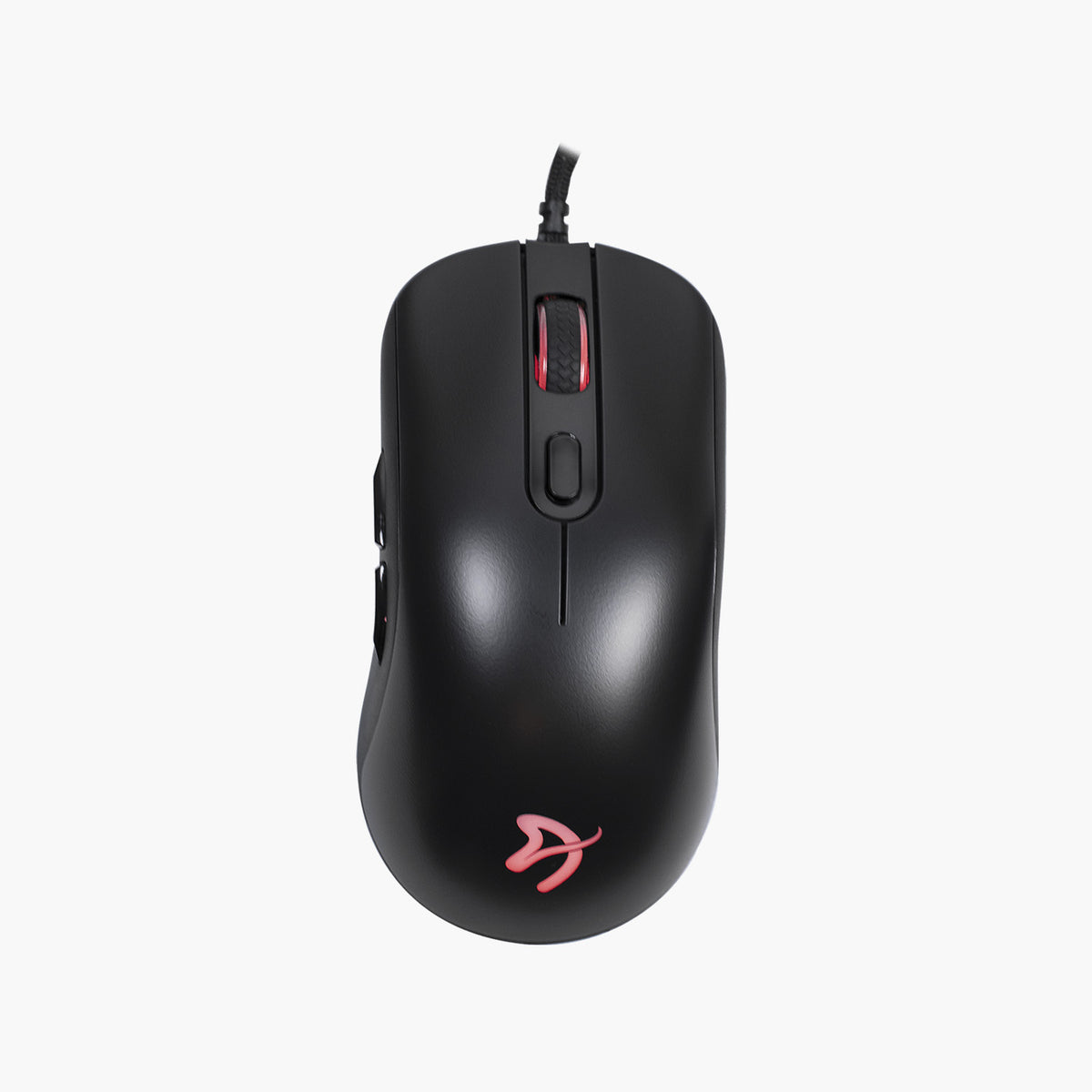 Arozzi Favo 2 Ultra Light Gaming Mouse, black, wired, RGB & red scroll wheel, lit logo.