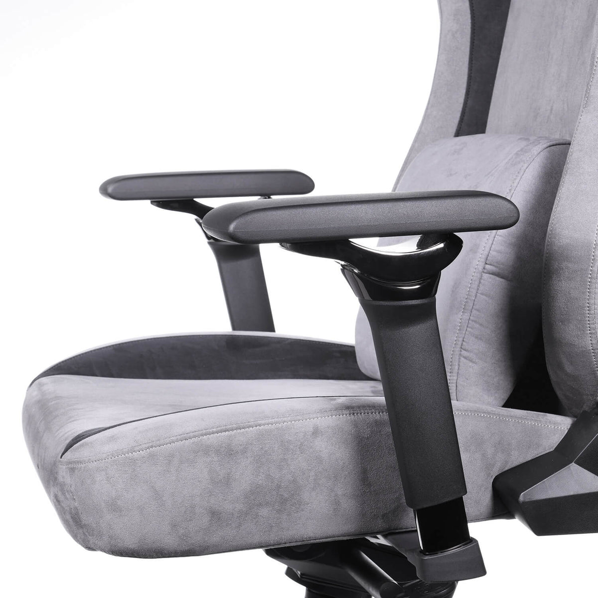 Arozzi Europe Infinity Armrests: ergonomic gray office chair with fabric, side view shown.