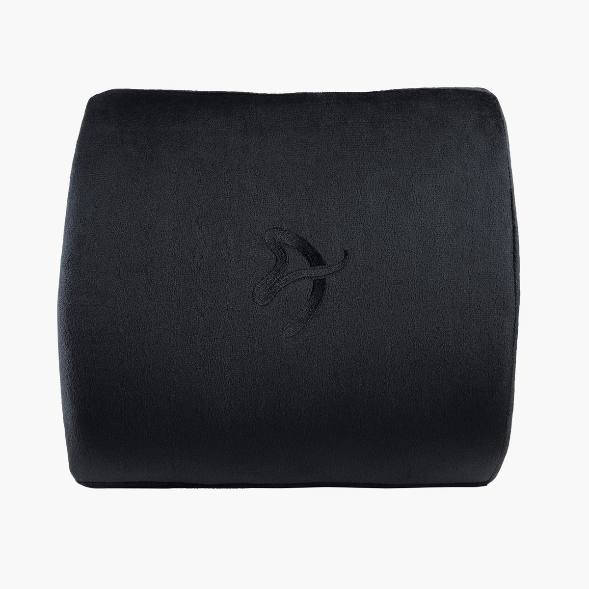 Arozzi Europe Lumbar Support Pillow Velvet Black with logo, pictured on a white background.