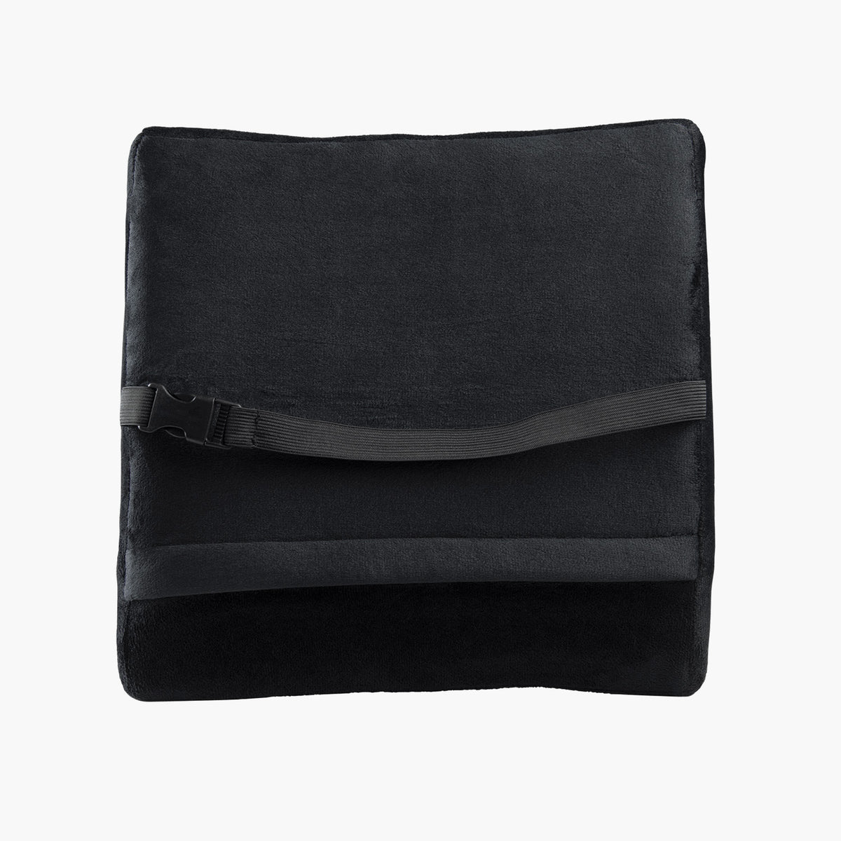 Arozzi Europe Lumbar Support Pillow Velvet Black—ergonomic, with adjustable strap for comfort.