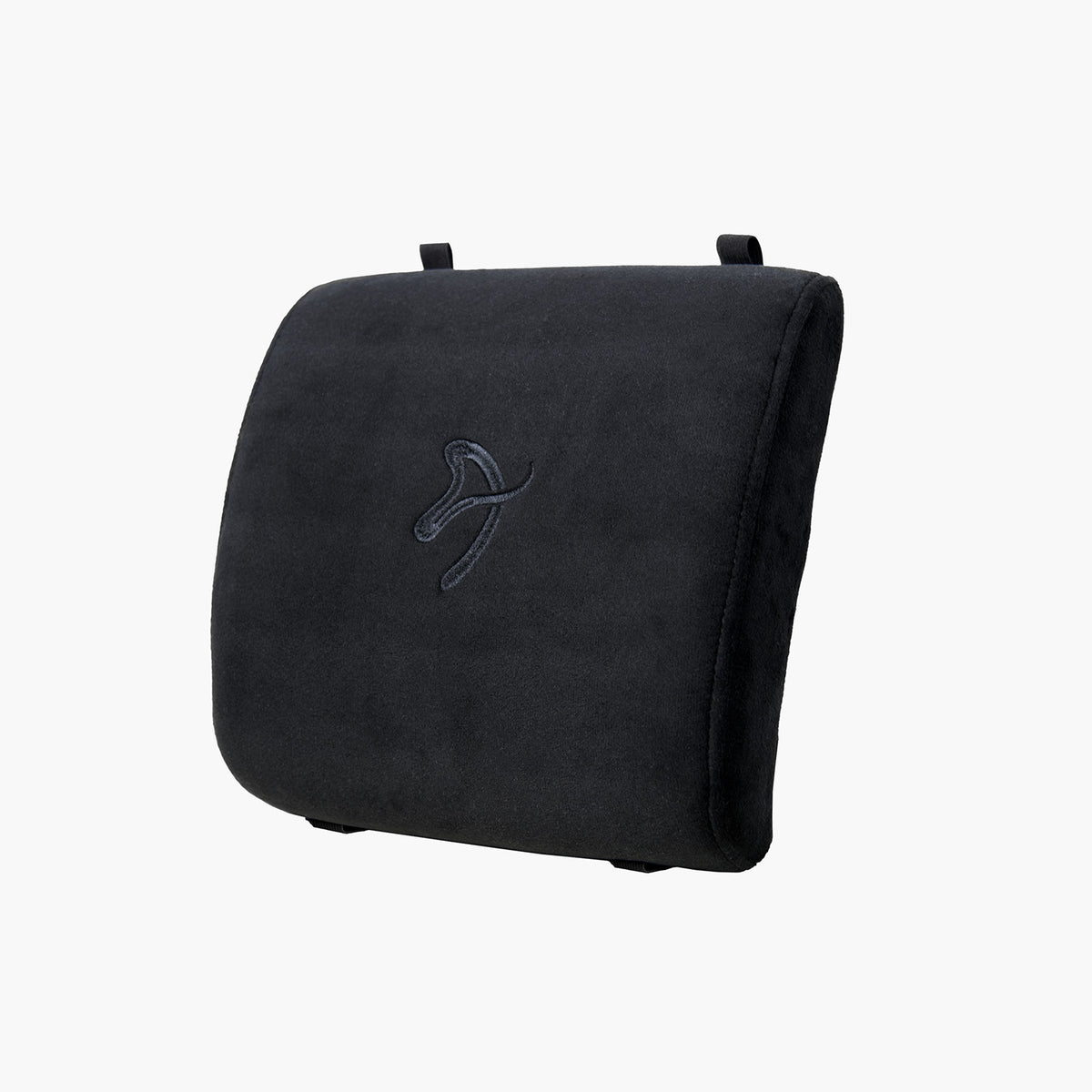 Arozzi Europe Lumbar Support Pillow Velvet Black—ergonomic comfort with embroidered logo.