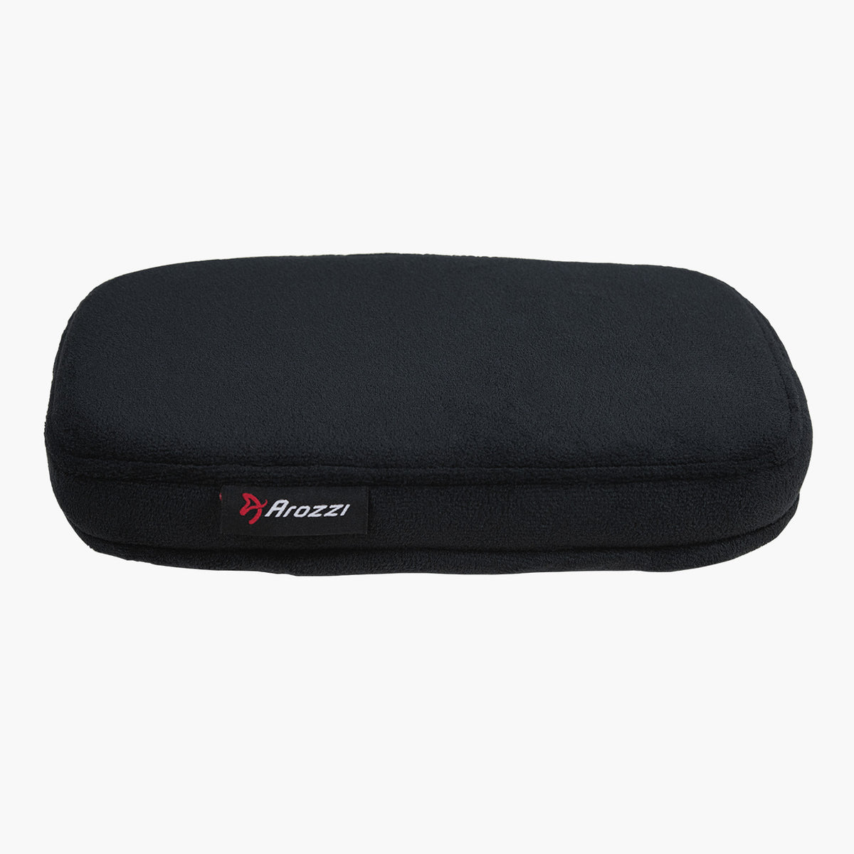 Arozzi Europe Memory Foam Armrest Pads, black with logo tag, shown on a white background.