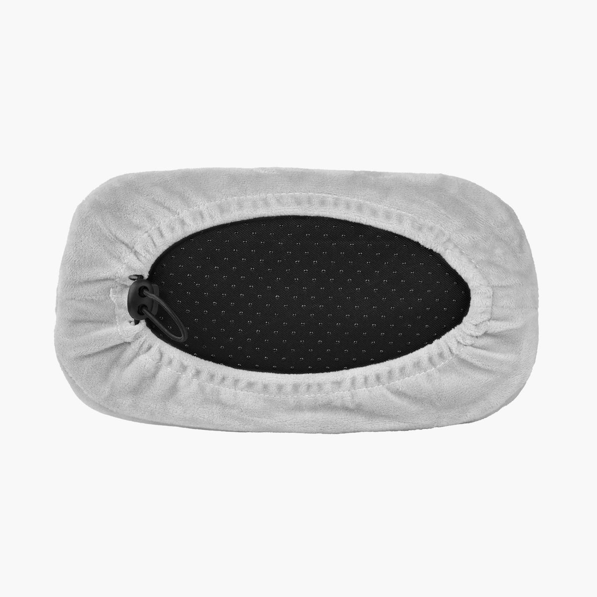 Arozzi Europe Memory Foam Armrest Pads: gray velvet, black center, elastic edge, left clip.