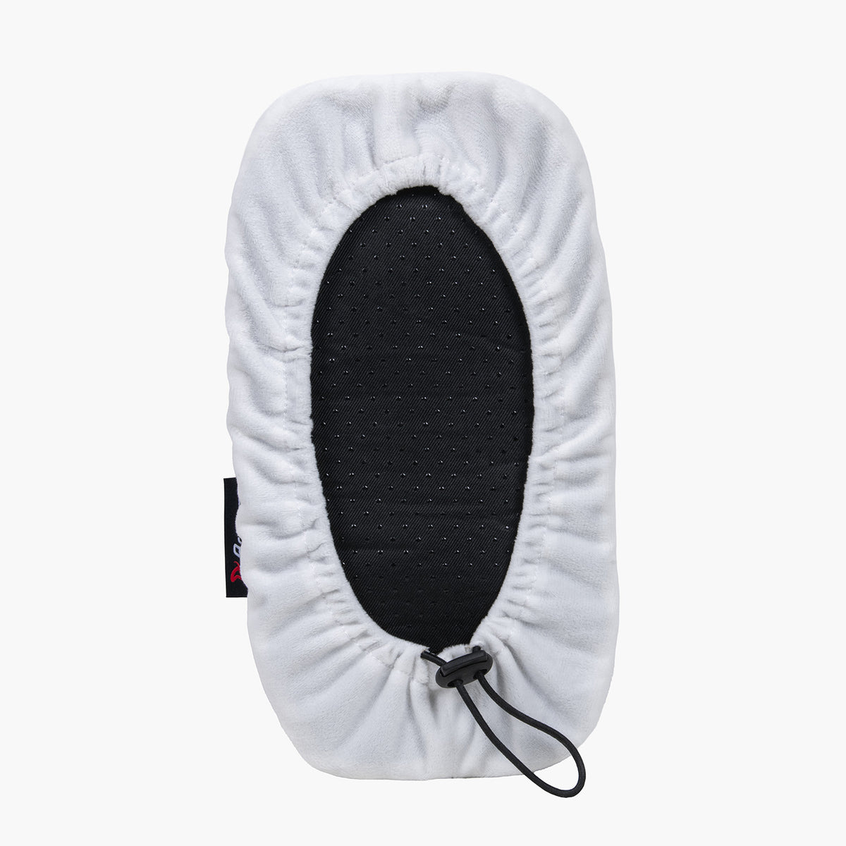 Arozzi Europe Memory Foam Armrest Pads: white oval, black center, elastic & drawstring edge.
