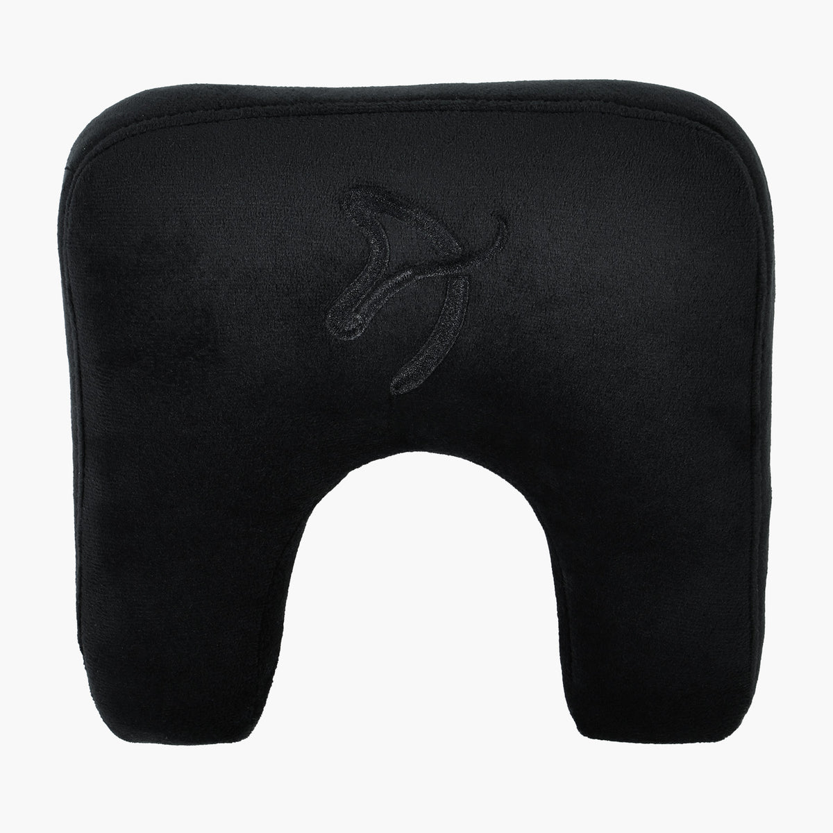 Arozzi Europe Neck Support Pillow Velvet Black with contoured design and subtle embroidered logo.