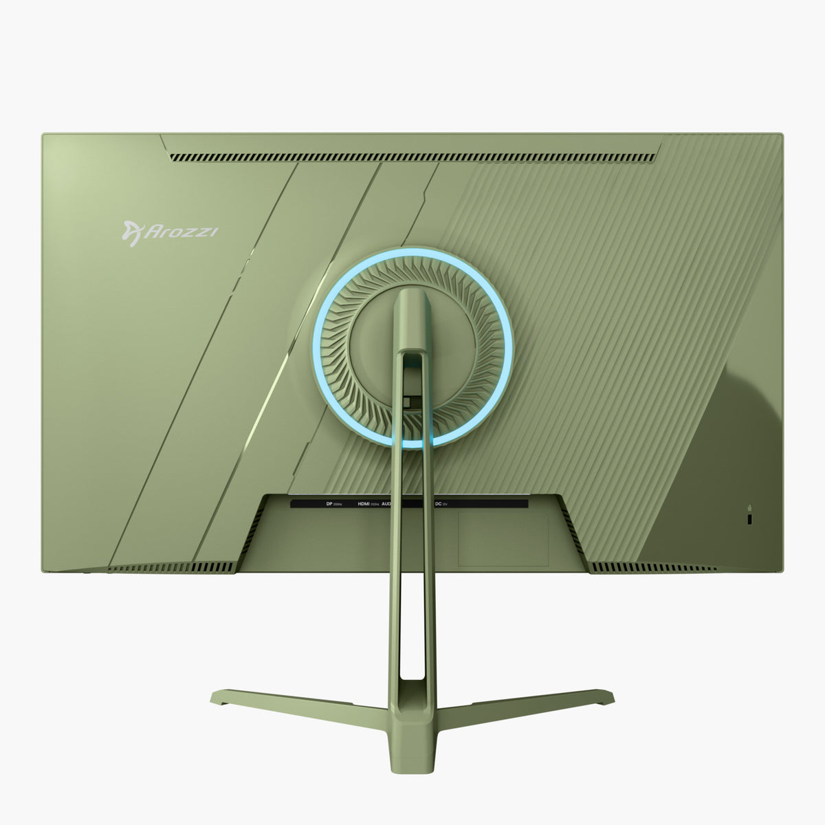 Rear view of Arozzi Europe’s Nova 24″ IPS 200Hz gaming monitor with a ring and Y-shaped stand.