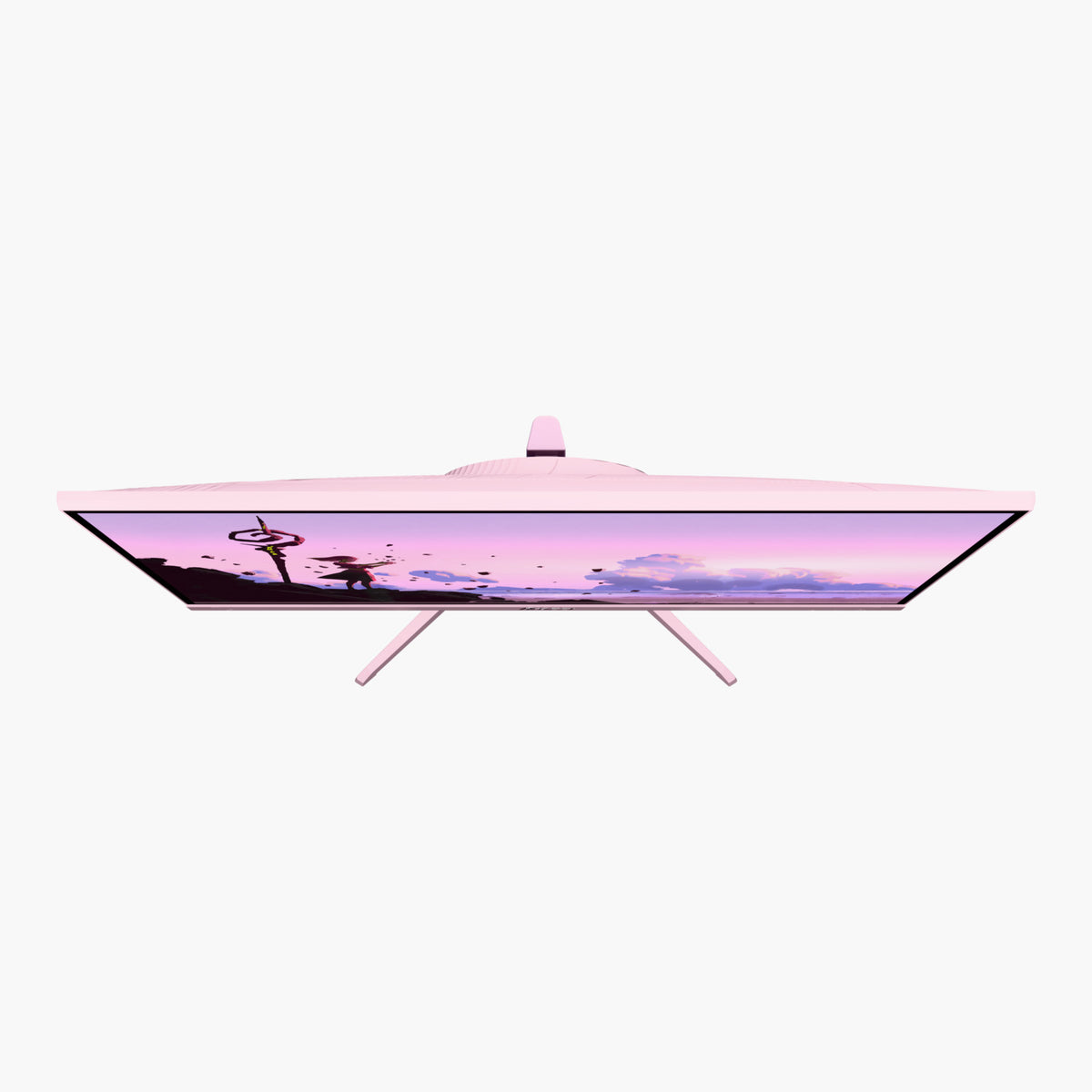 Arozzi Europe Nova 24″ IPS 200Hz monitor, top view, gaming in purple tones.