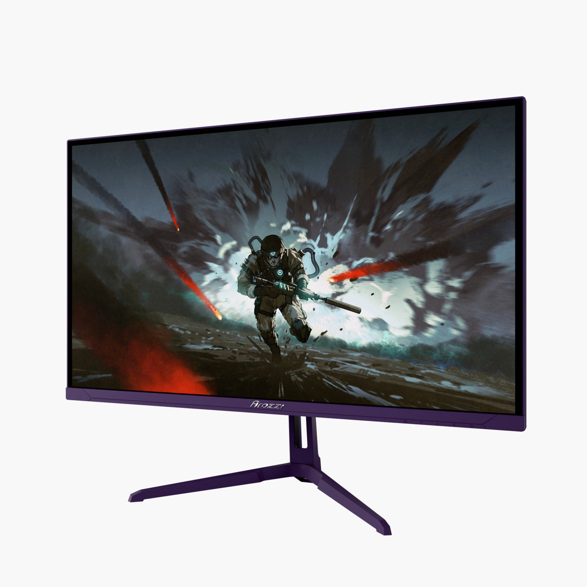 Arozzi Nova 25″ IPS Gaming Monitor shows action with 400Hz refresh rate and explosive visuals.