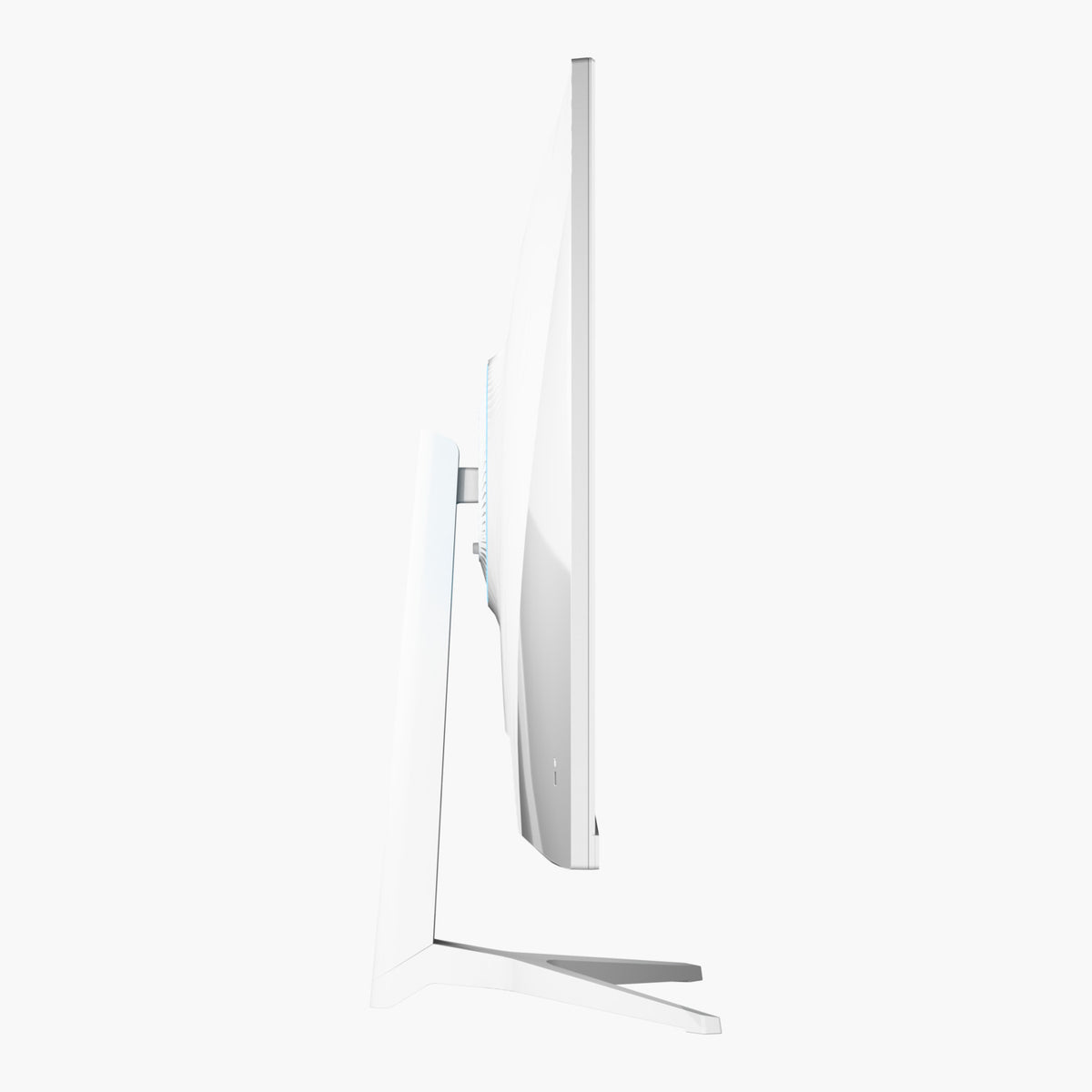 Side of Arozzi Europe Nova 32″ IPS 180Hz gaming monitor on stand, white background.