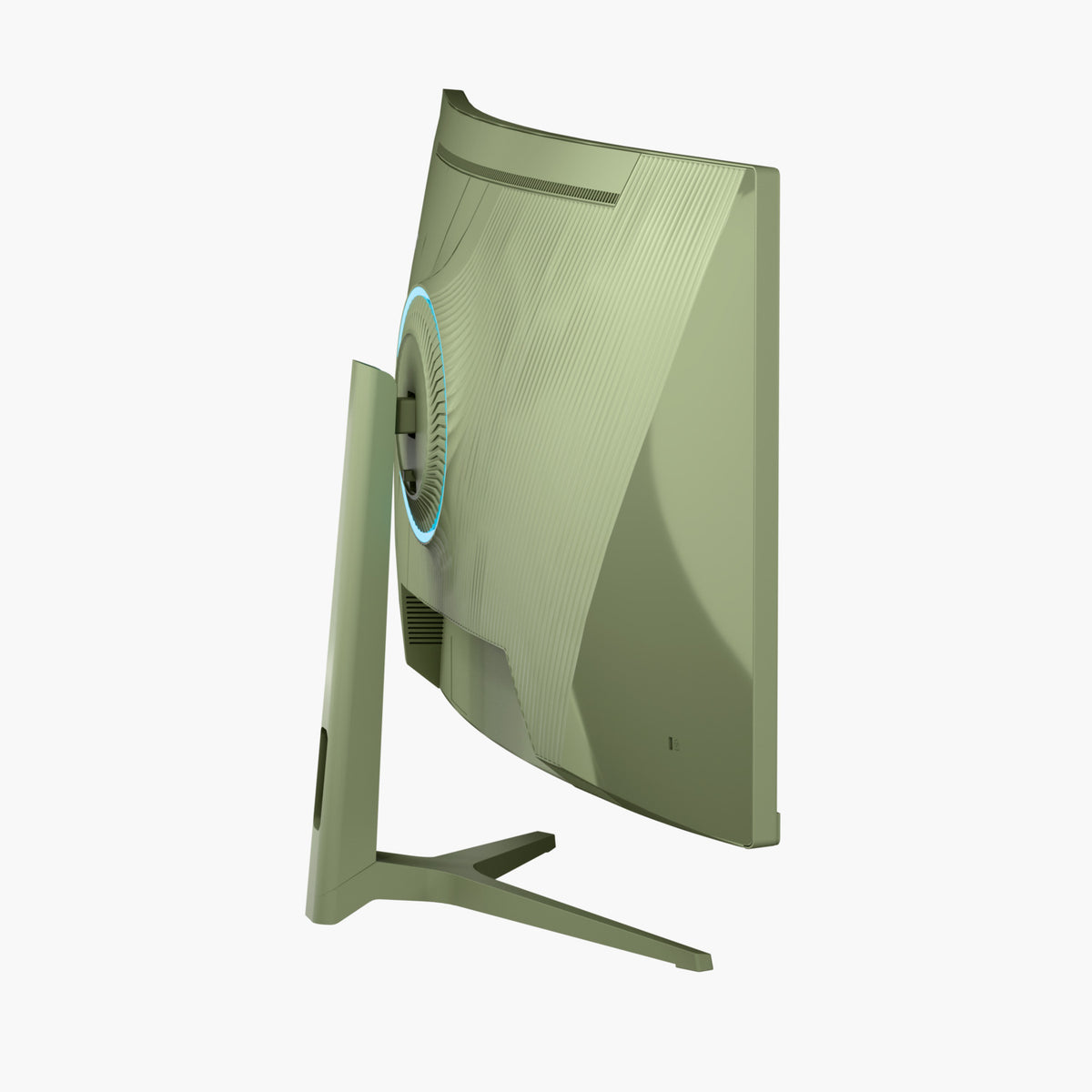 Arozzi Europe Nova 34″ Curved VA 165Hz gaming monitor with V-shaped base and circular light.