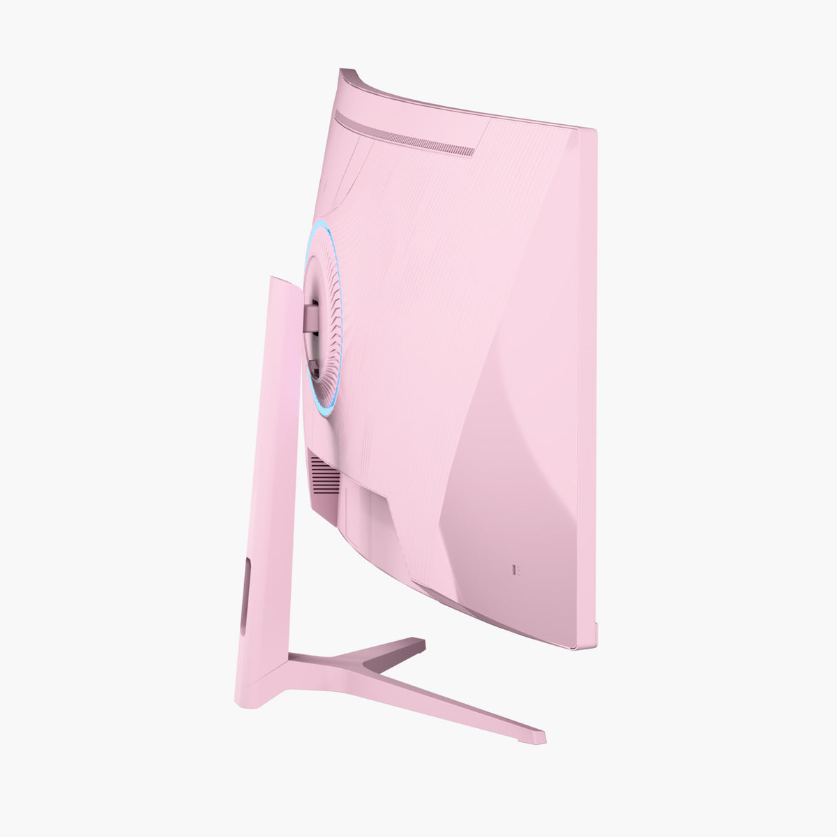 Side view of Arozzi Europe Nova 34″ Curved VA 165Hz Gaming Monitor with a circular back design.
