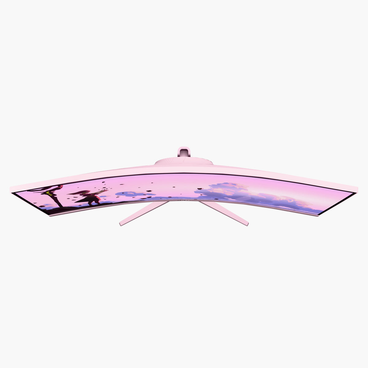 Arozzi Europe Nova 34″ Curved VA 165Hz gaming monitor showing vivid animated scenery from above.
