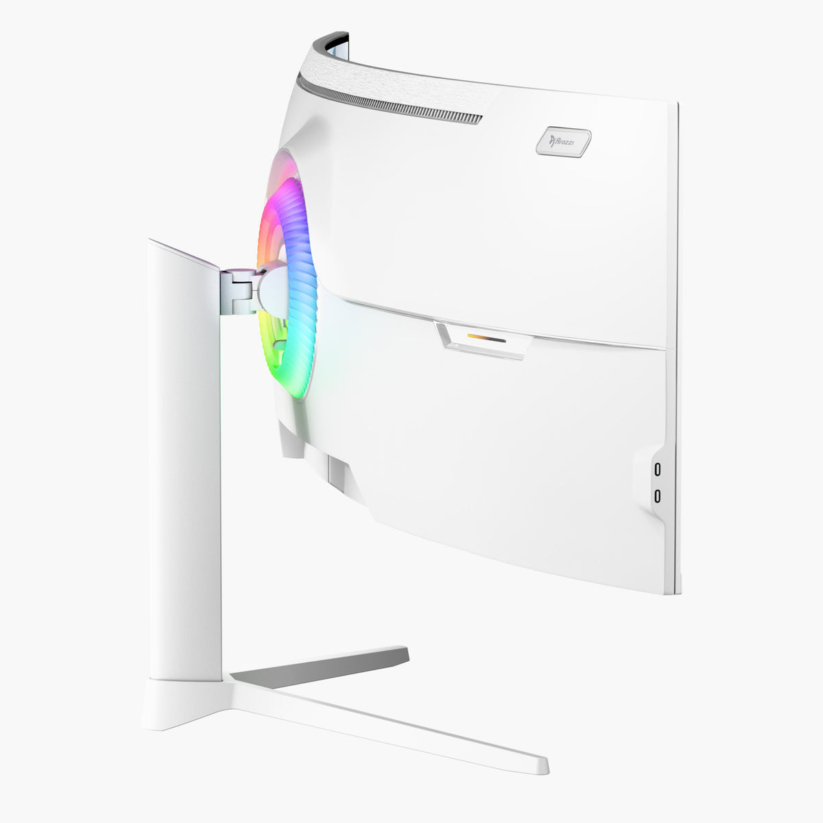 Arozzi Europe Nova 49″ Curved VA 165Hz Ultrawide Gaming Monitor with LED lights, white stand.