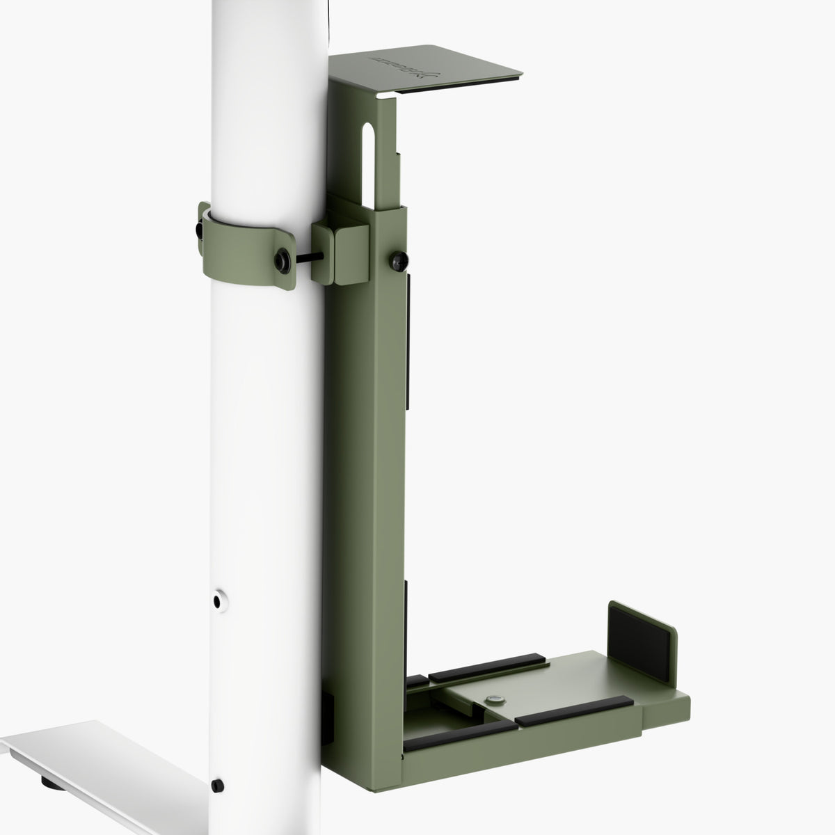 Arozzi Europe Arena PC Mount: green, adjustable desk bracket for cables or devices on white pole.