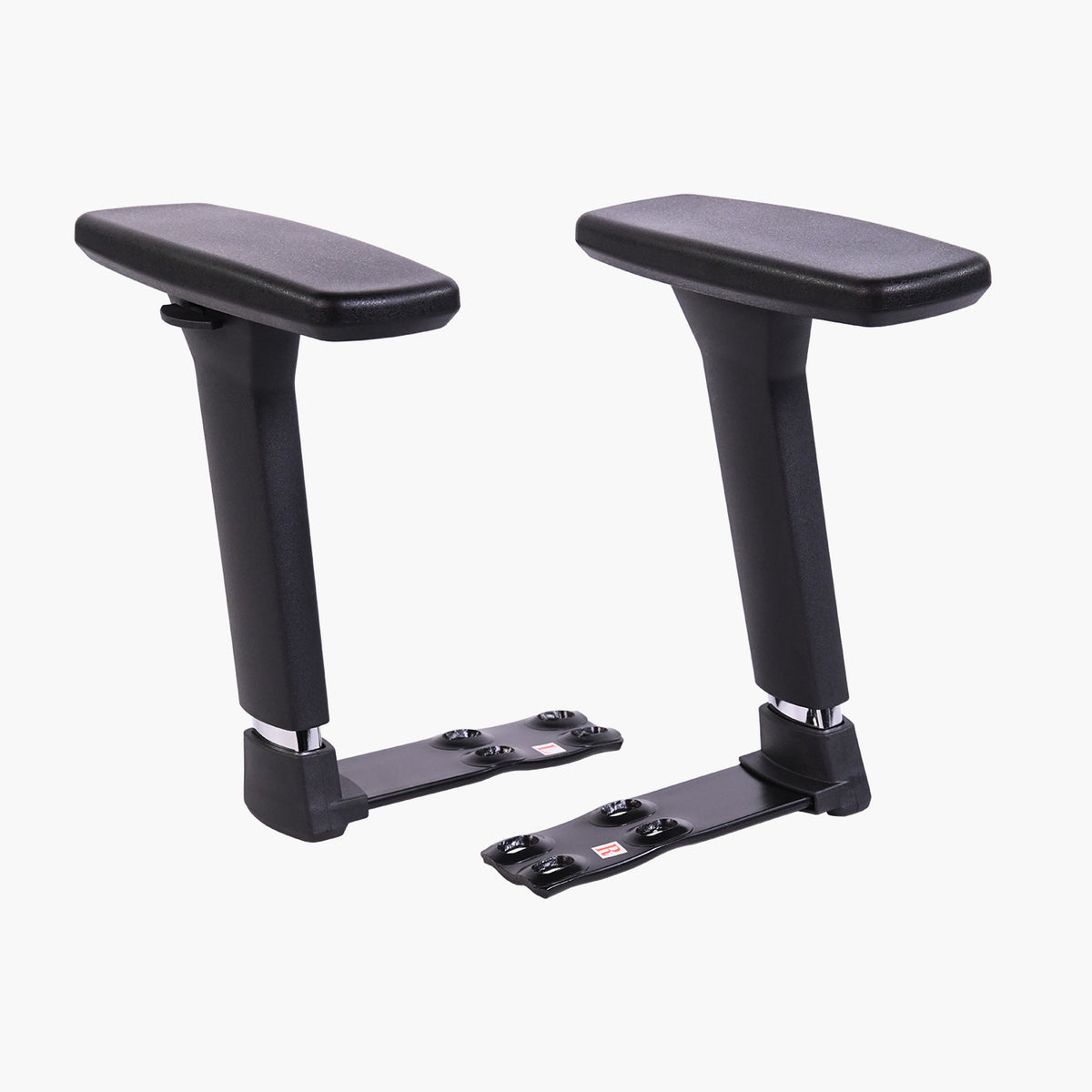Arozzi Europe Armrests - 3D: black, adjustable, with plates—perfect chair armrest replacements.