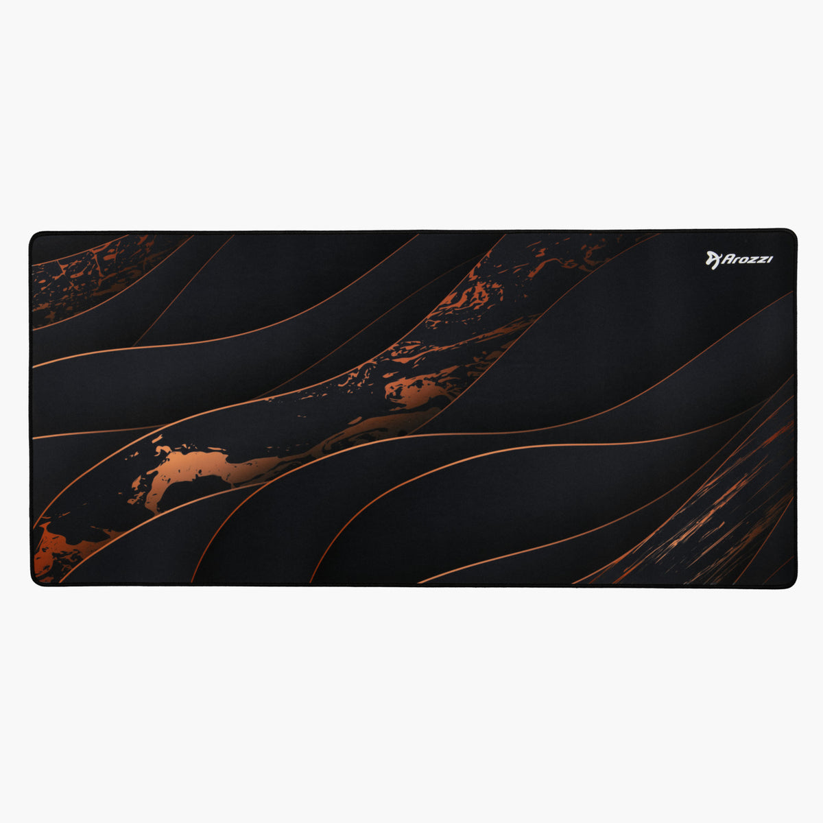 Zona Mousepad - Extra Large by Arozzi Europe, black/orange with wavy lines and splash patterns.