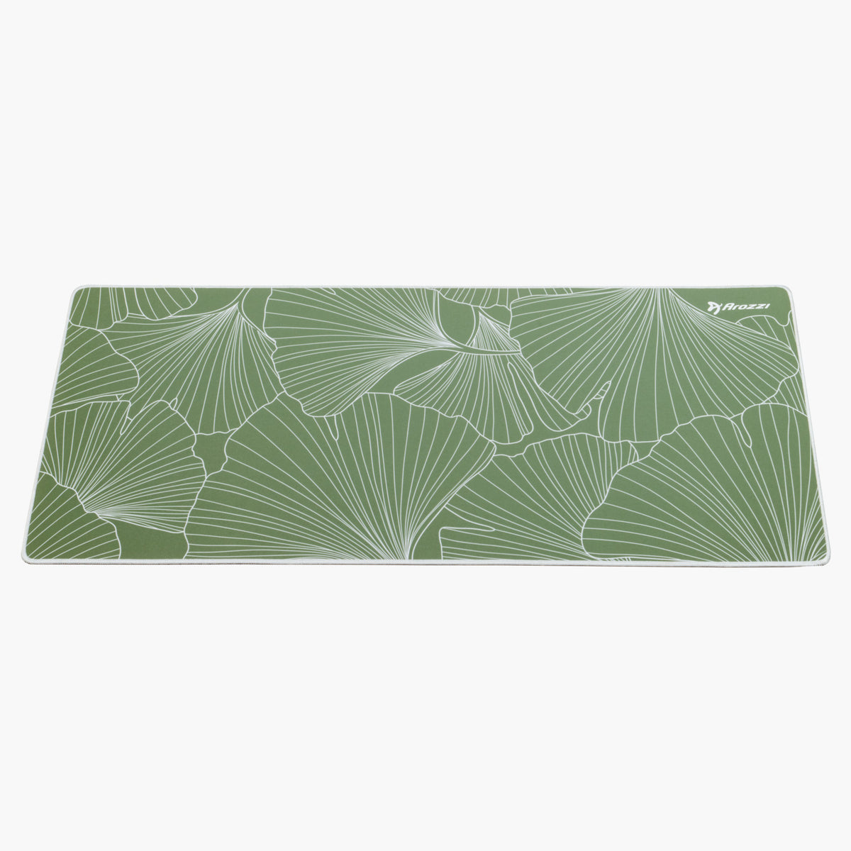 Arozzi Europe Zona Mousepad XL: green, white leaves, wrist support, logo in the corner.