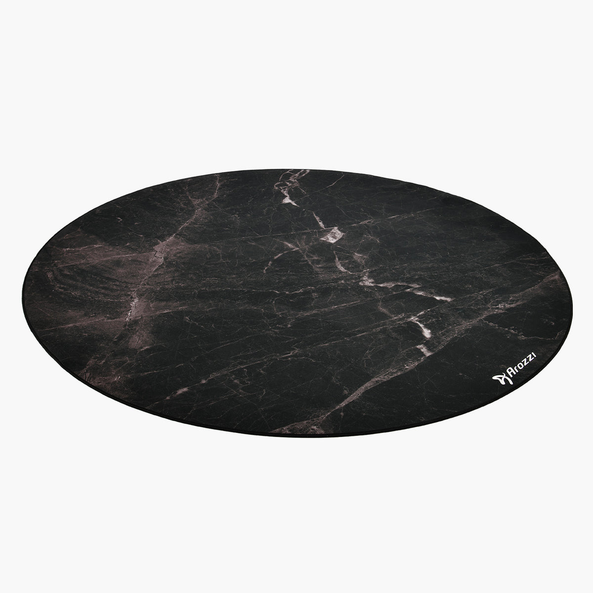 Arozzi Europe Zona round marble mousepad: black with white veins, ideal for stylish offices.