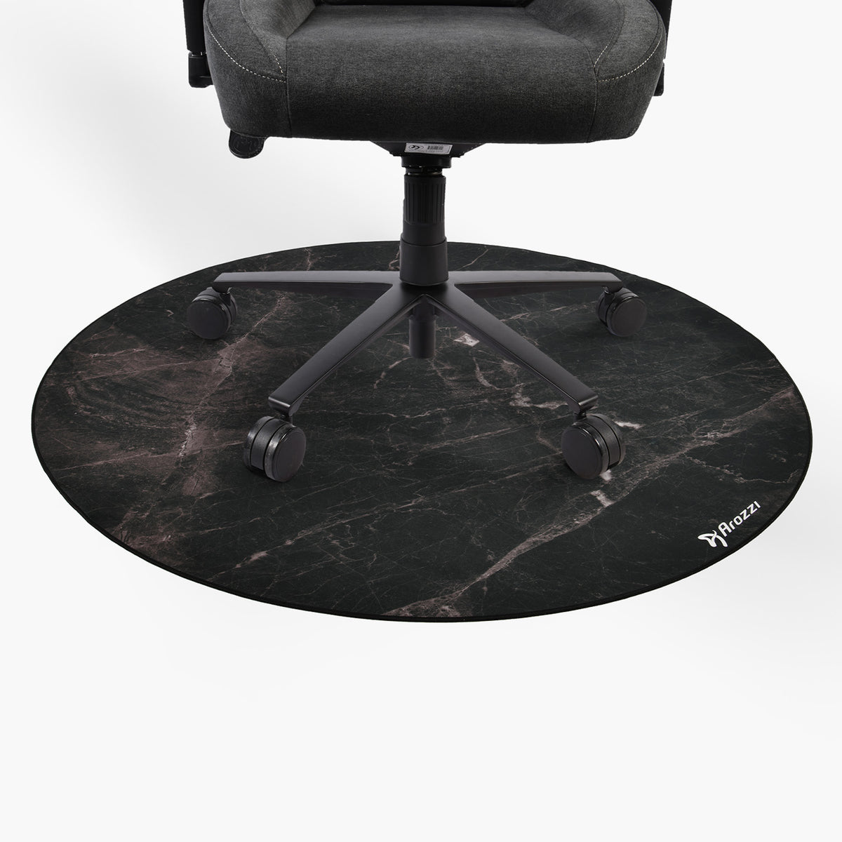 Arozzi Europe Zona Round Floor Pad: stylish black marble mat protects floors under your chair.