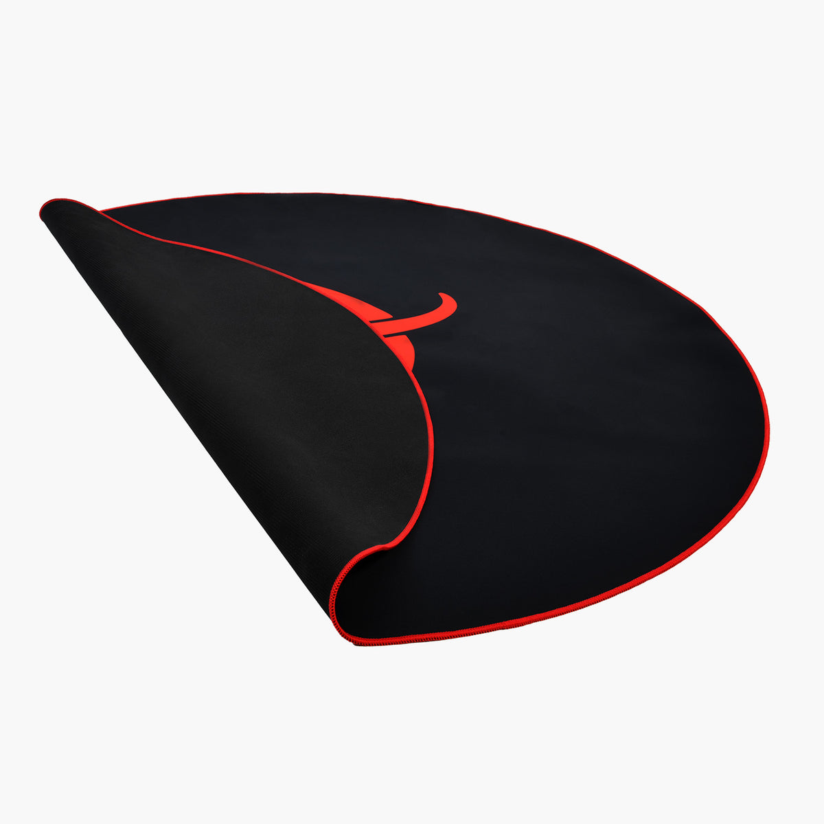 Arozzi Europe Zona Round Floor Pad: black, red-edged mat for stylish and discreet floor protection.