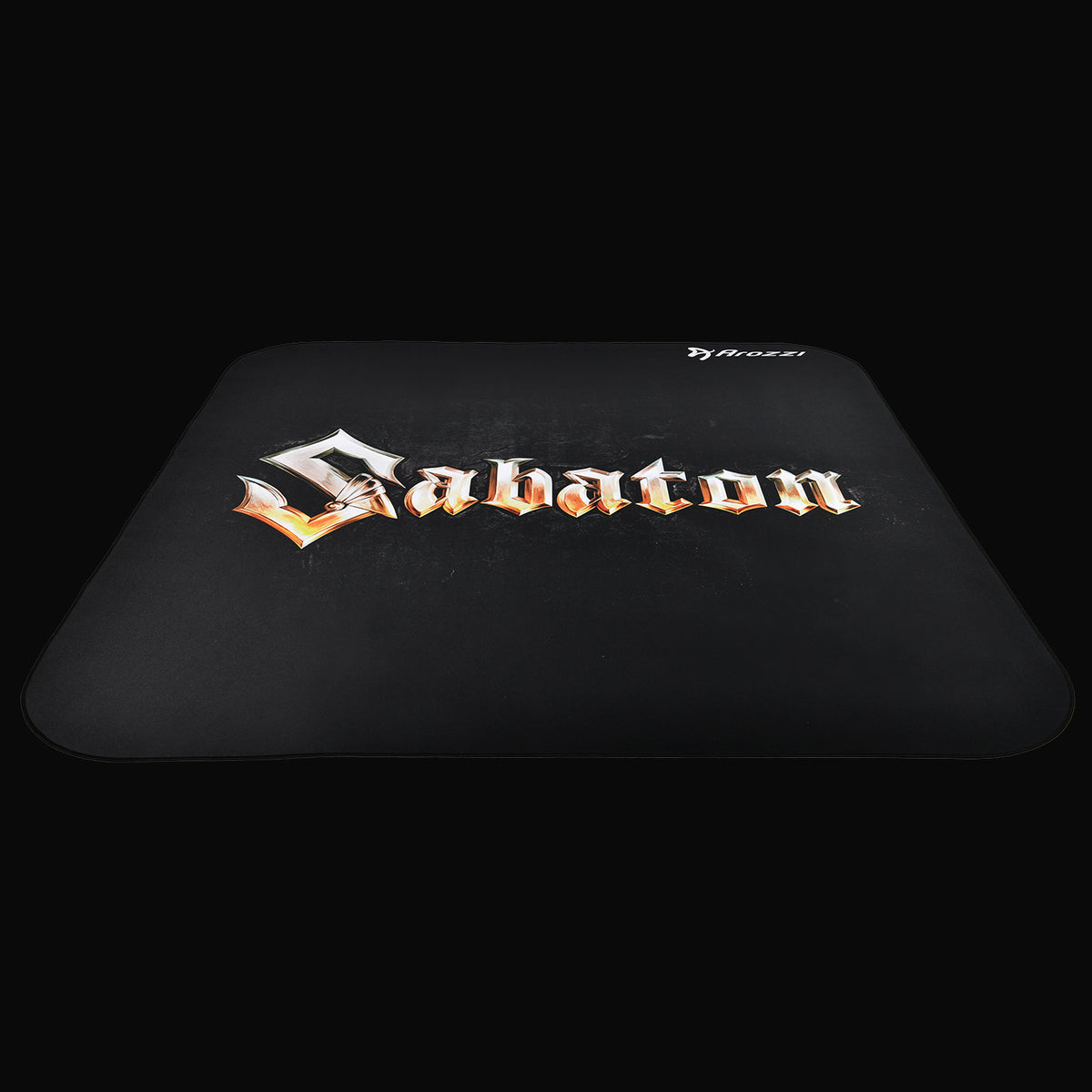 Arozzi Zona Square Floor Pad - Sabaton Edition, black with gold & silver text for your setup.