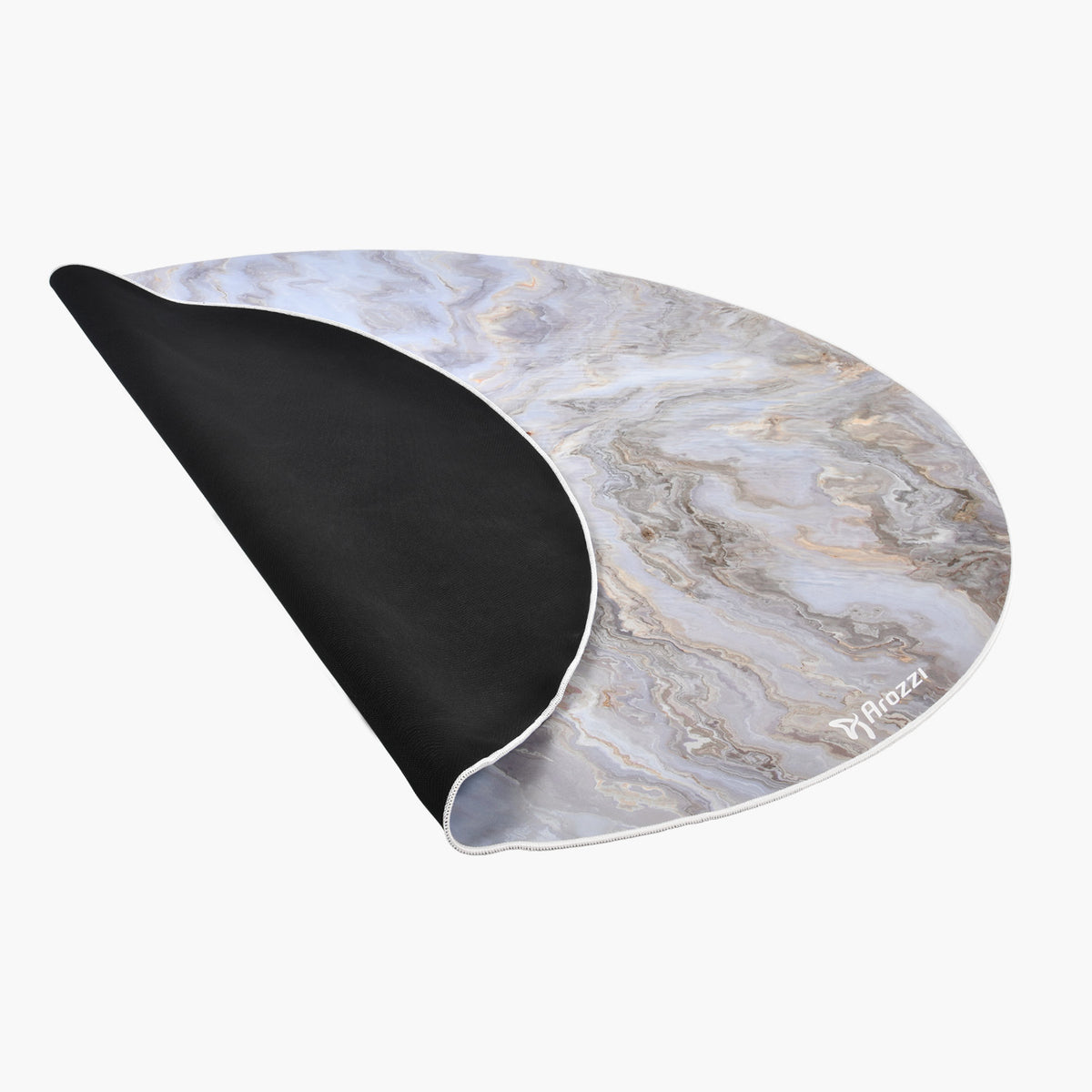 Arozzi Europe Zona Round Floor Pad: marble-patterned, black underside, ideal for stylish offices.