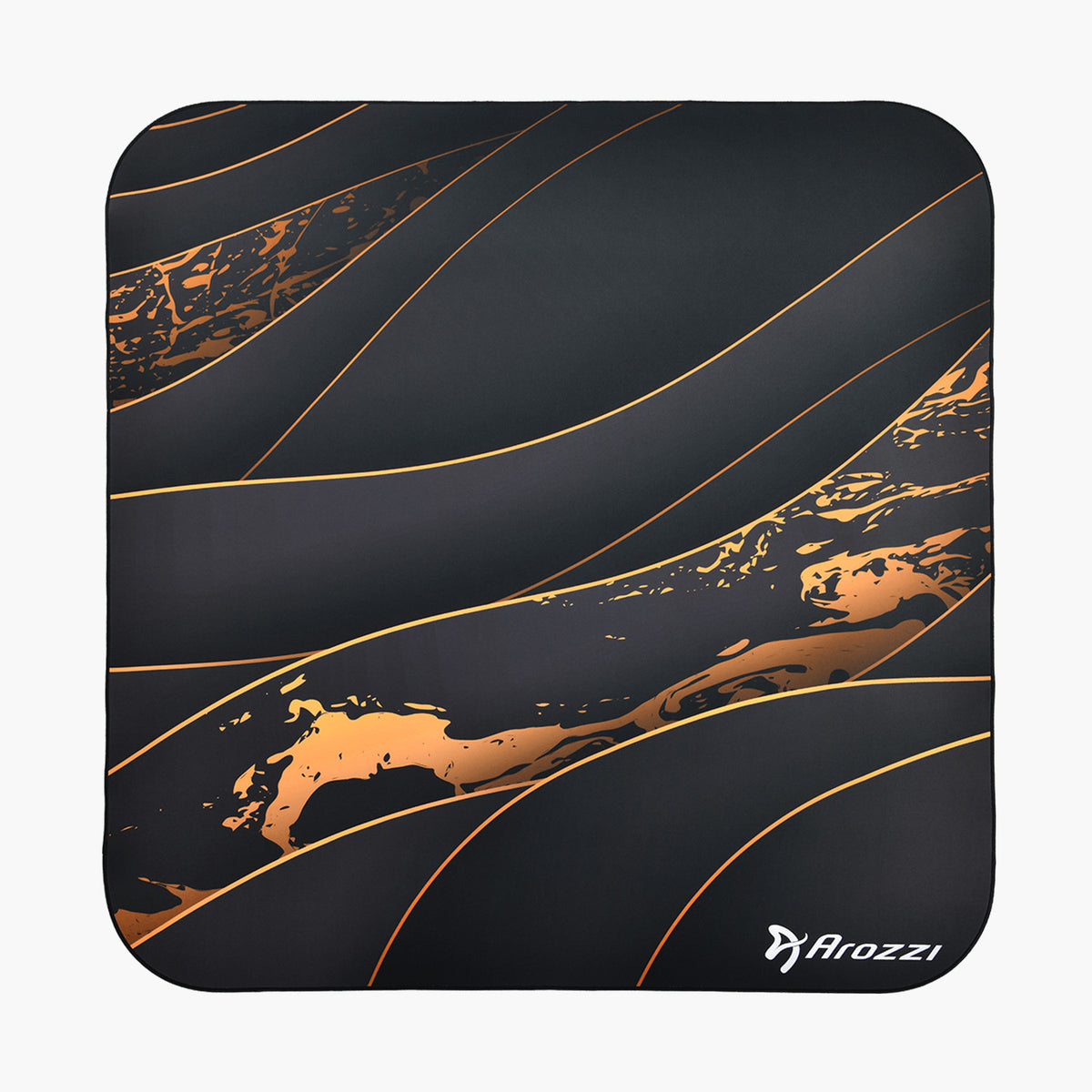 Arozzi Europe Zona Square Floor Pad: black and orange, ideal for office or gaming setups.
