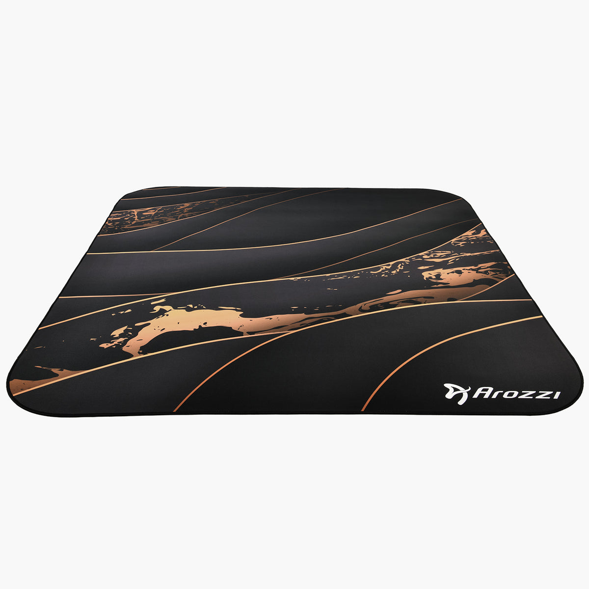 Arozzi Europe Zona Square Floor Pad: large black and gold, ideal for office or desktop protection.