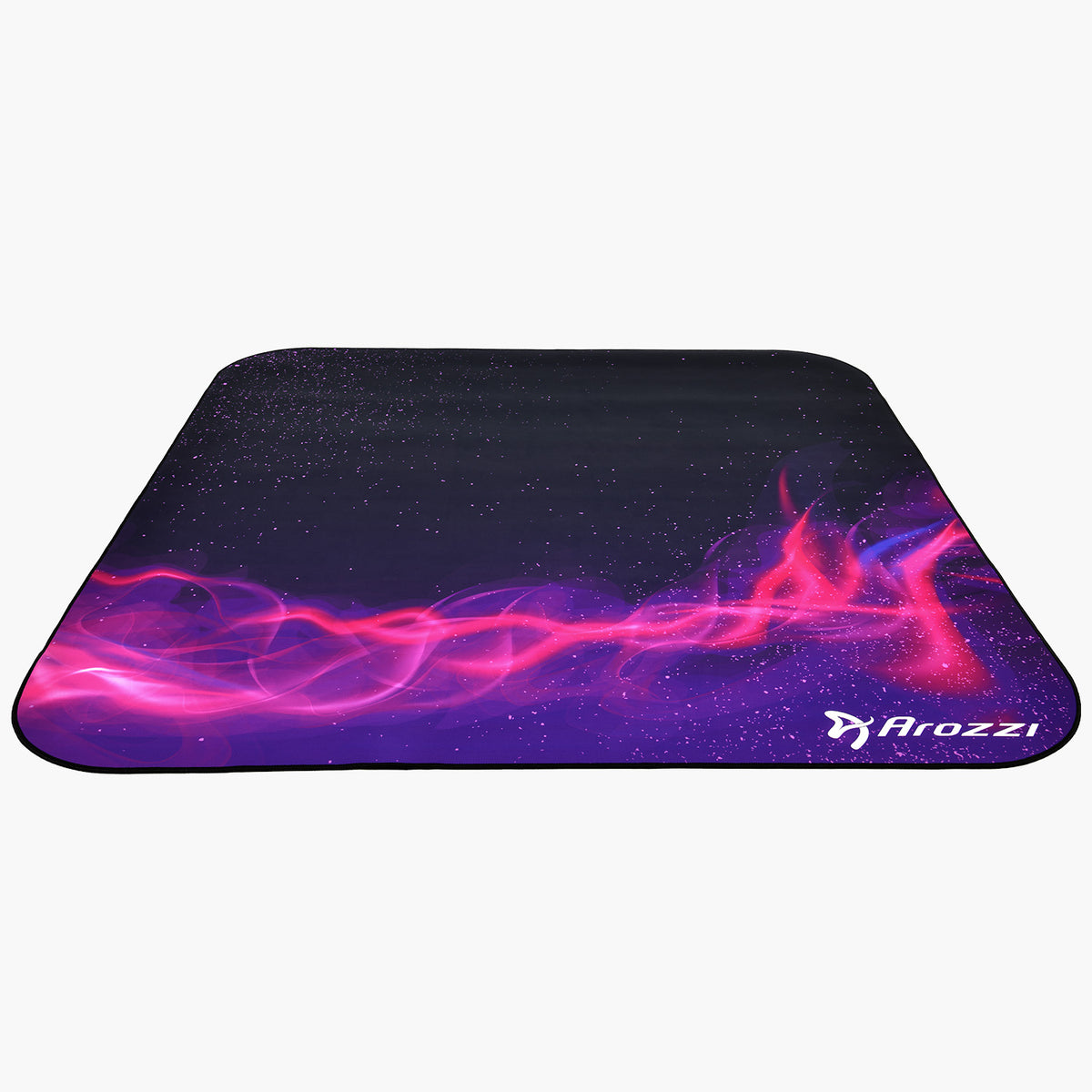 Arozzi Europe Zona Square Floor Pad with a purple and pink cosmic design for your office.