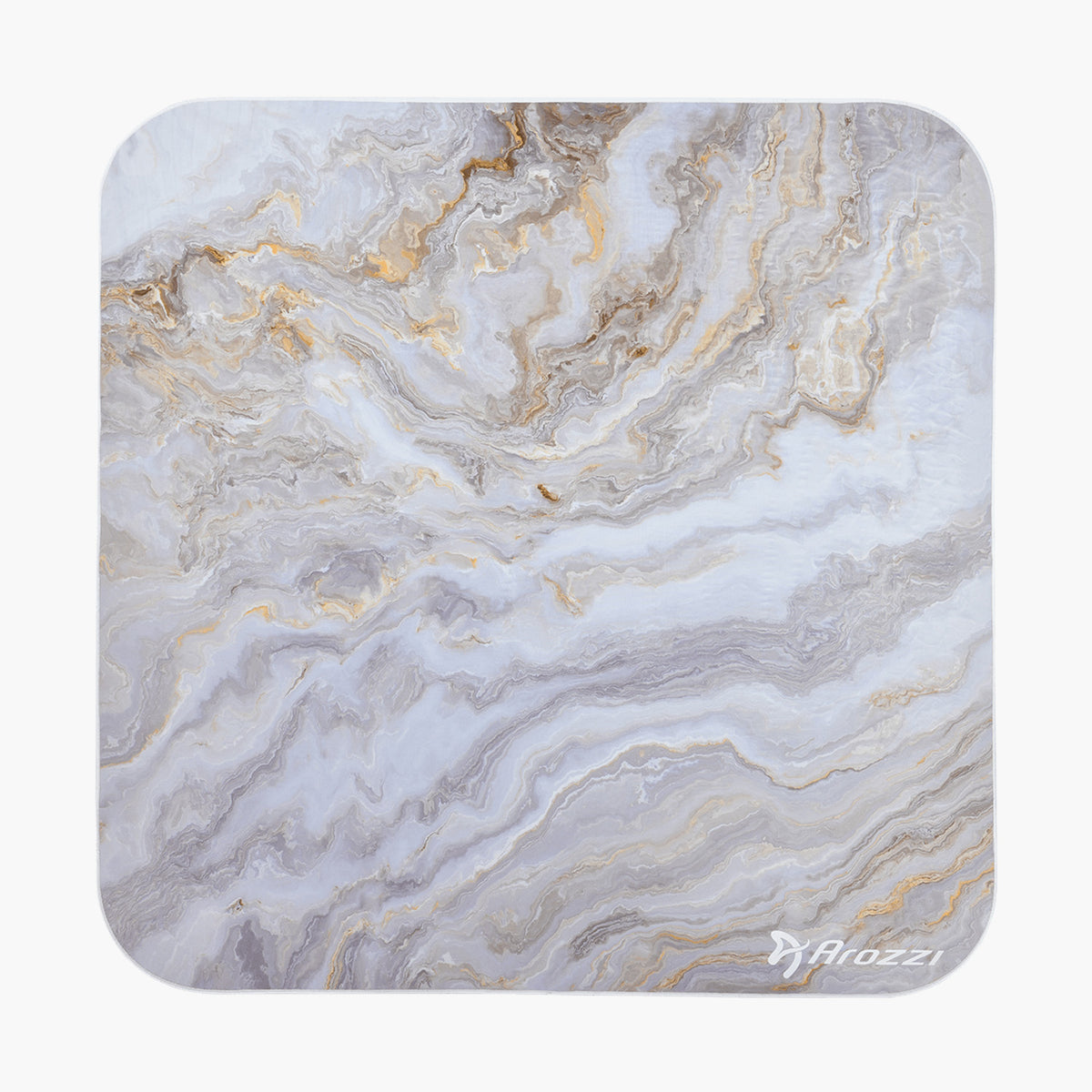 Zona Square Floor Pad by Arozzi Europe; marble look, for office, logo in corner.