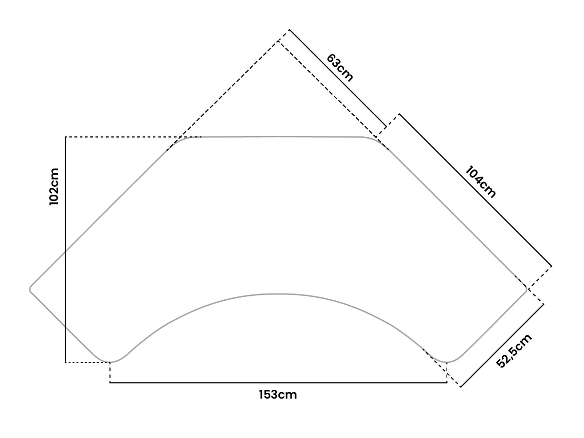 Outline of an irregular shape with labeled dimensions in centimeters around the edges.