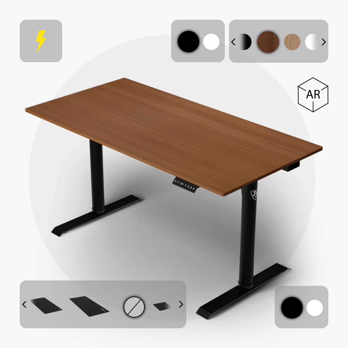 Arena Desk by Arozzi Europe: customize design & materials; features black legs.