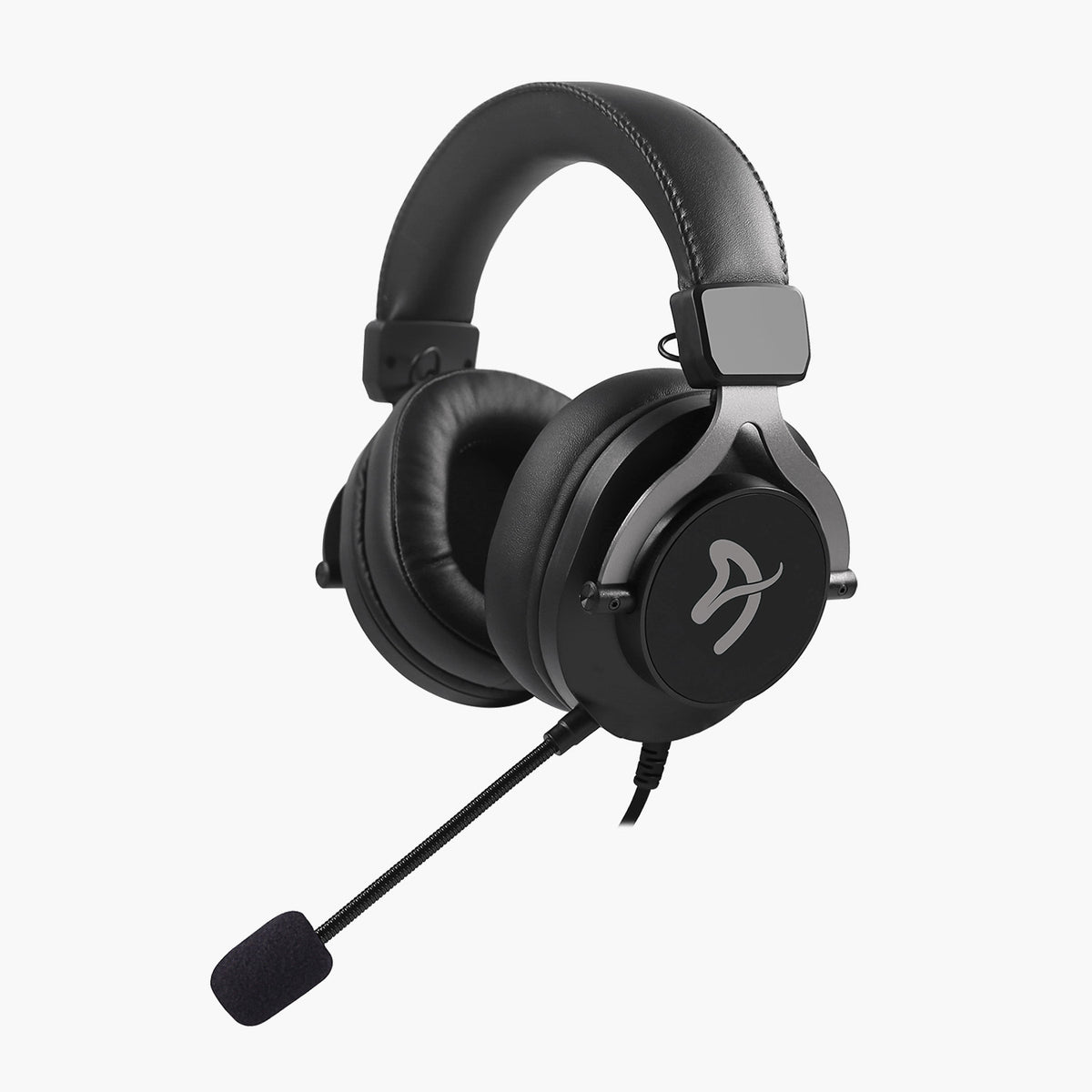 Arozzi Europe Aria Gaming Headset: black, aluminum frame, gaming audio, attached mic.