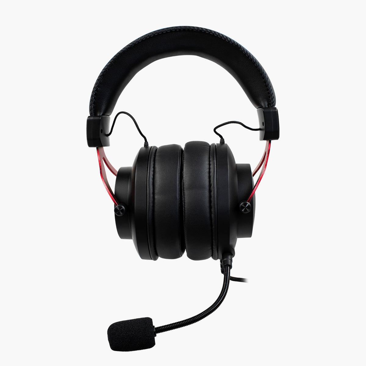 Arozzi Europe Aria Gaming Headset: black over-ear, aluminum frame, flexible mic, white background.