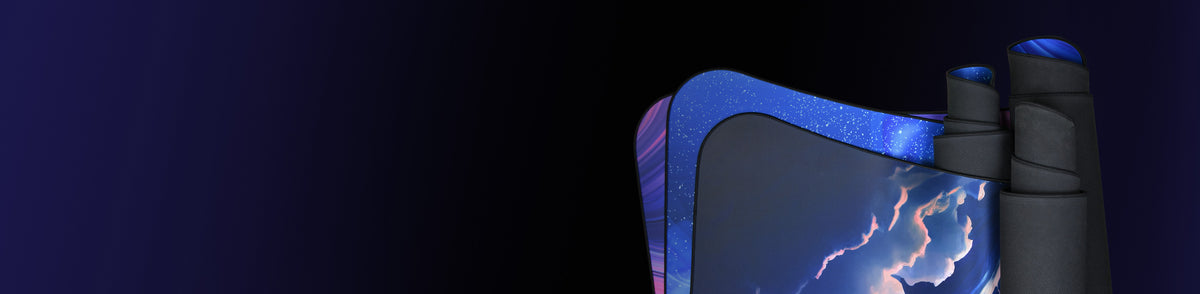 Curved, flexible display with a celestial image on a dark blue and purple background.