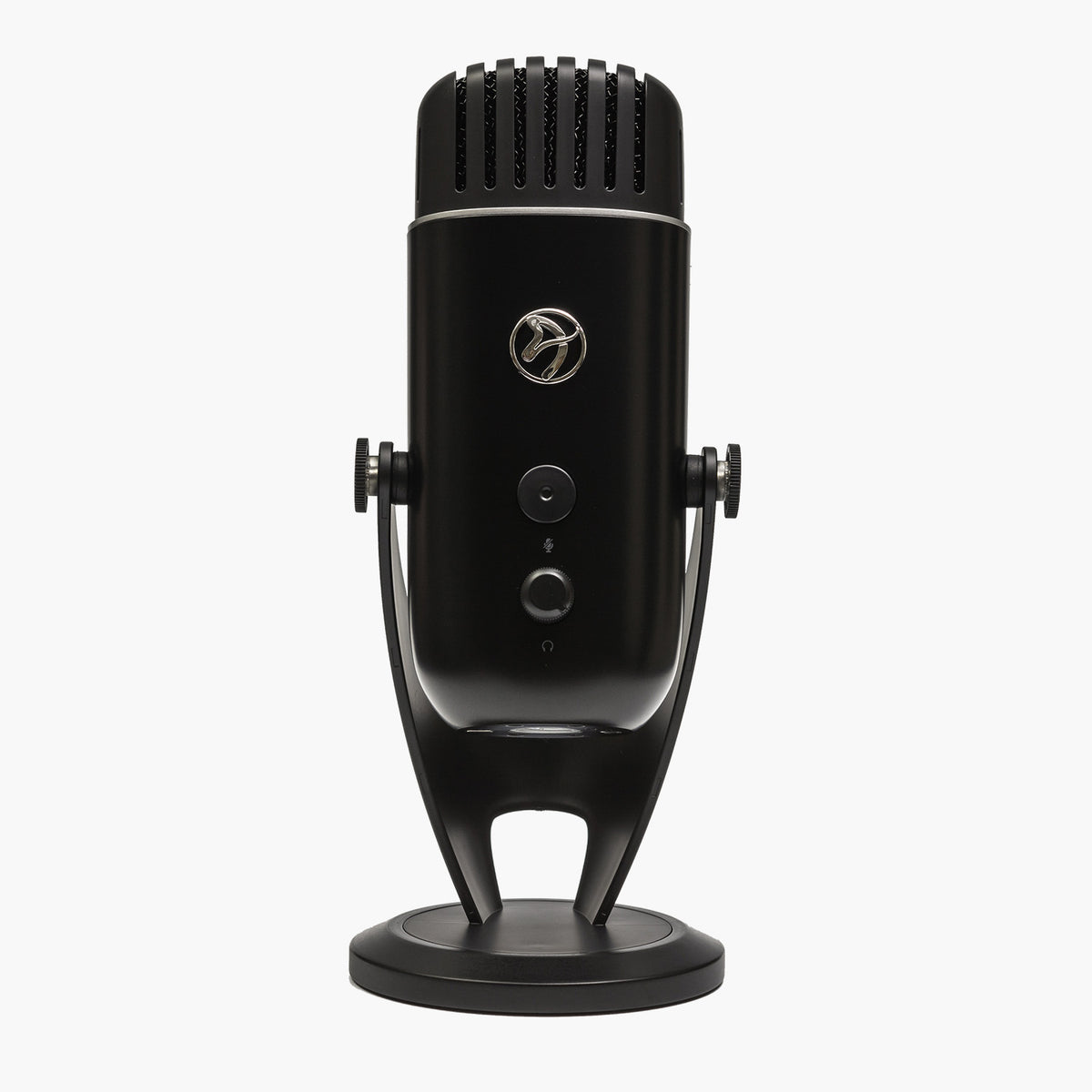 Arozzi Europe Colonna Microphone with stand, front view—great for studio-quality recording.