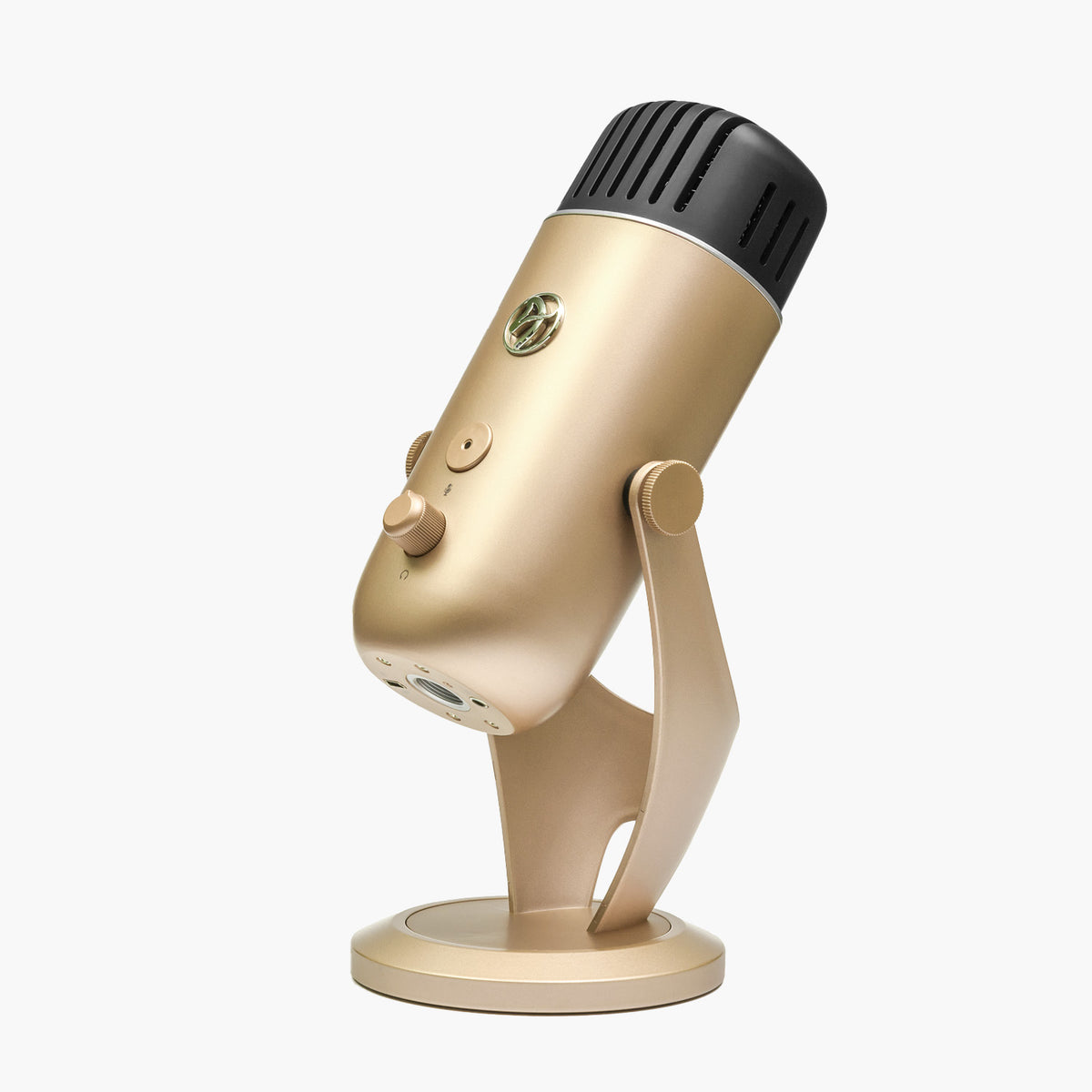 Arozzi Europe Colonna mic—gold/black, gold stand; perfect for studio sound & streaming.