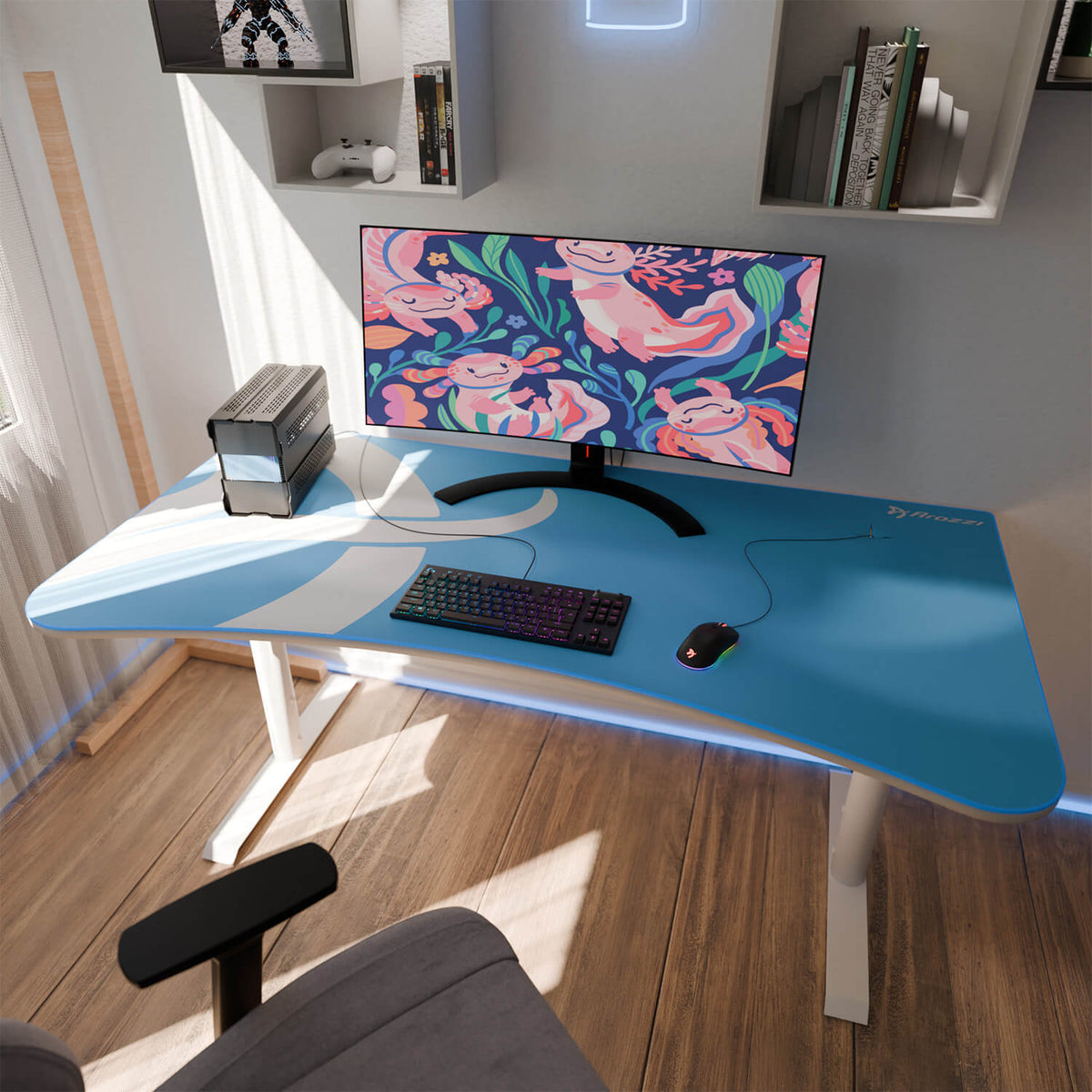 Arozzi Europe Arena Mousepad on a modern desk with curved monitor, keyboard, and mouse.